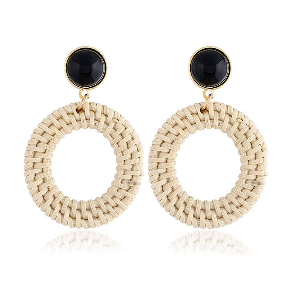 Women Fashion Boho Style Rattan Braid Earrings