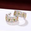 Huitan Two Tone Hoop Earrings with Green/White CZ Luxury Trendy Women Ear Accessories Wedding Party Unique Design Jewelry New