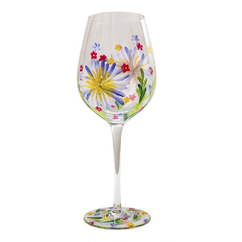 Painted medieval tulip goblet 400-800ML high-value crystal glass juice home red wine
