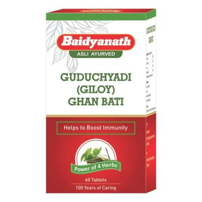Baidyanath Asli Ayurved Guduchyadi Giloy Ghan Bati - 60 Comprimidos | Ayuda a Fortalecer el Sistema Inmunológico | Purificación de la Sangre