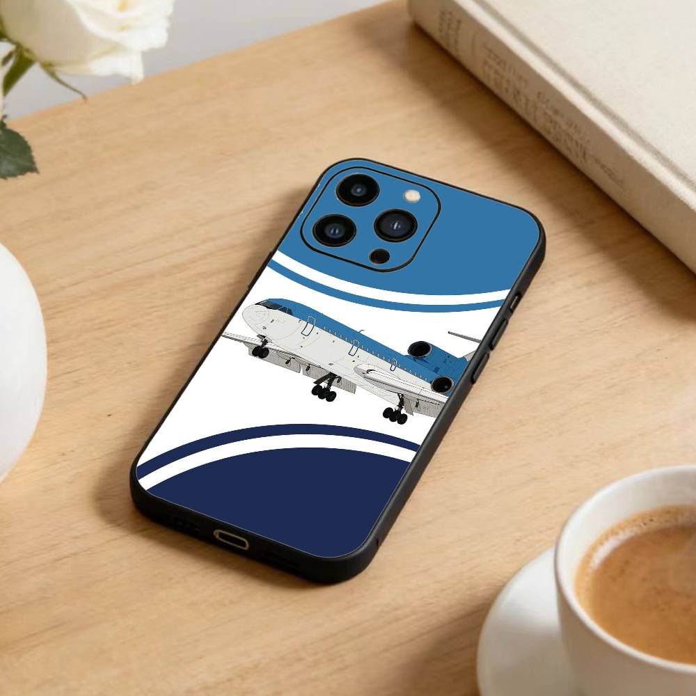 Airplane Pattern  Phone Case For iPhone17,16,15,14,13,12 Plus,Max Soft Silicone Black Cover