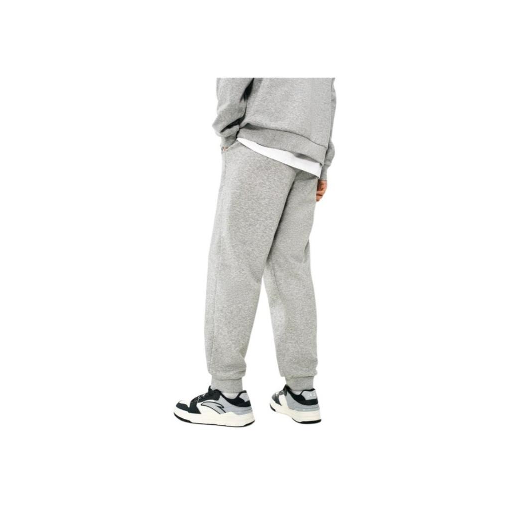 Anta Comfortable Casual Simple Lace-Up Loose Cuffed Fleece Knit Sports Pants Men Bottoms Gray Gray-Floral 952448303-2