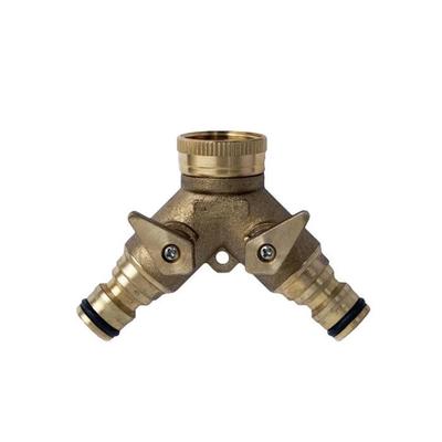2-Wege-Wasserverteiler für 1/2' + 3/4' / Wasserhahnanschluss / Wasserhahnstecker