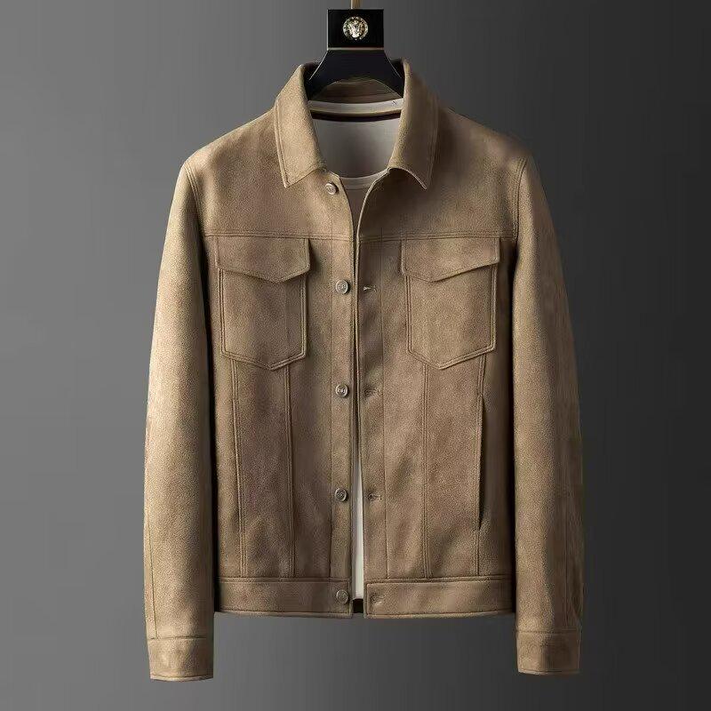 2024 Men's High-Quality Suede Lapel Jacket – Comfortable, Loose, Casual Workwear for Autumn