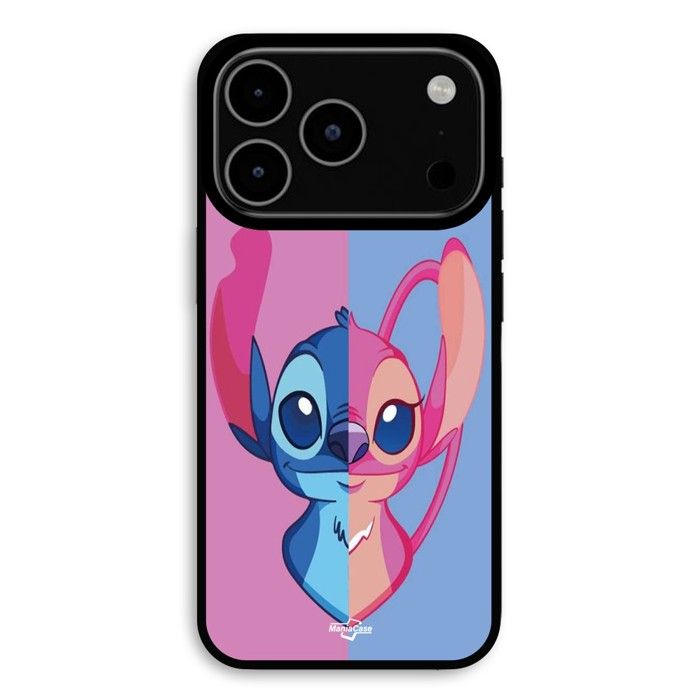 Coque Pour iPhone 17 Pro Stitch et Angel bleu et rose Maniacase
