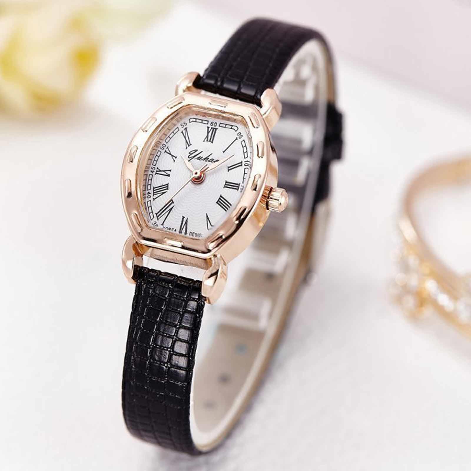 

Женские модные кожаные часы One Size чёрный