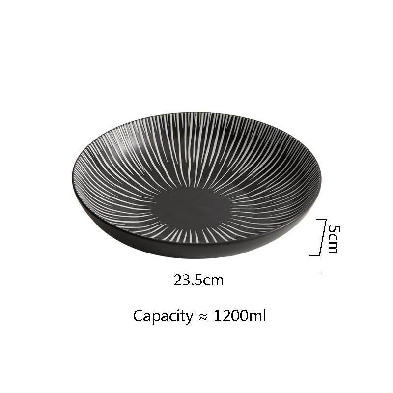 

Керамическая тарелка для салата с нерегулярной полоской, креативная глубокая тарелка, толстая суповая тарелка, десертные тарелки, ресторанная посуда с подглазурной росписью
