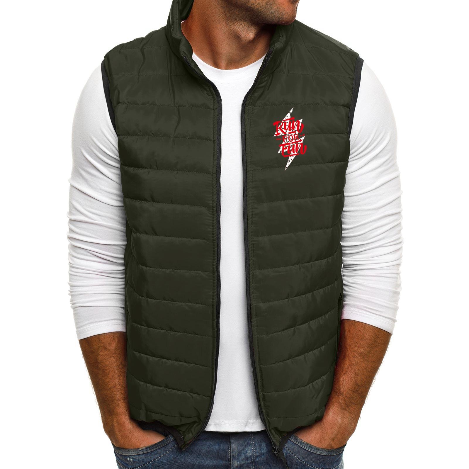 

(SU)Мужской осенне-зимний модный цветной жилет на молнии на молнии, жилет, верхнее пальто