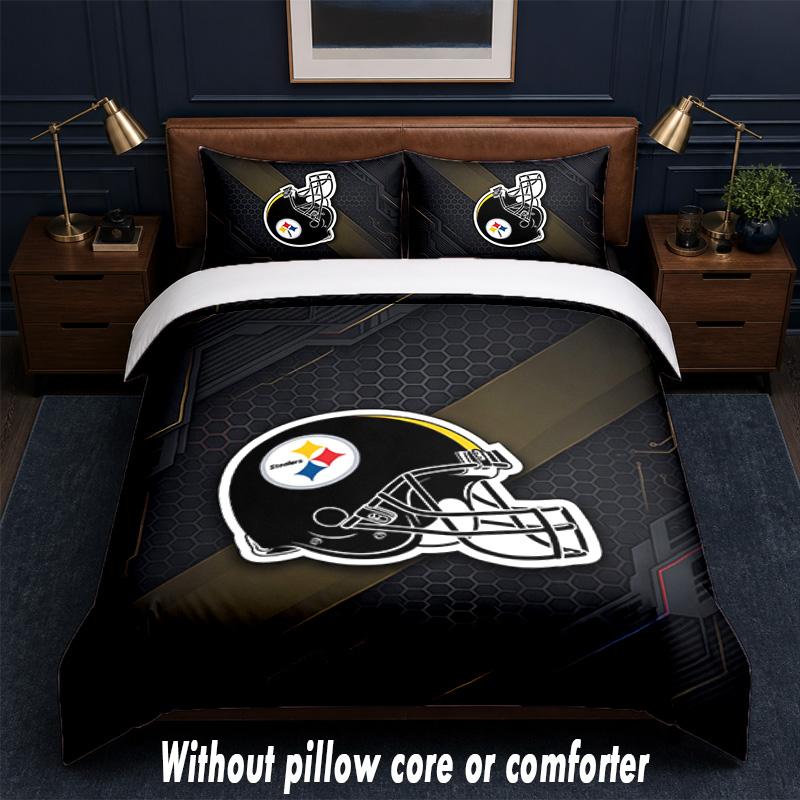 Pittsburgh Steelers Design Bed Bedding Set 1 Duvet Cover + 2 Pillowcases Soft Breathable Household Bed Linens