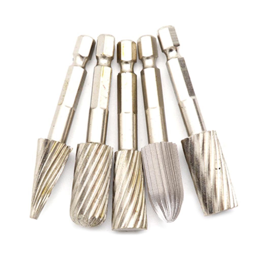 5 Pcs H.S.S. Burrs Rotary File 1/4"/6.35mm Rotary Rasp Cutte for DIY Woodworking