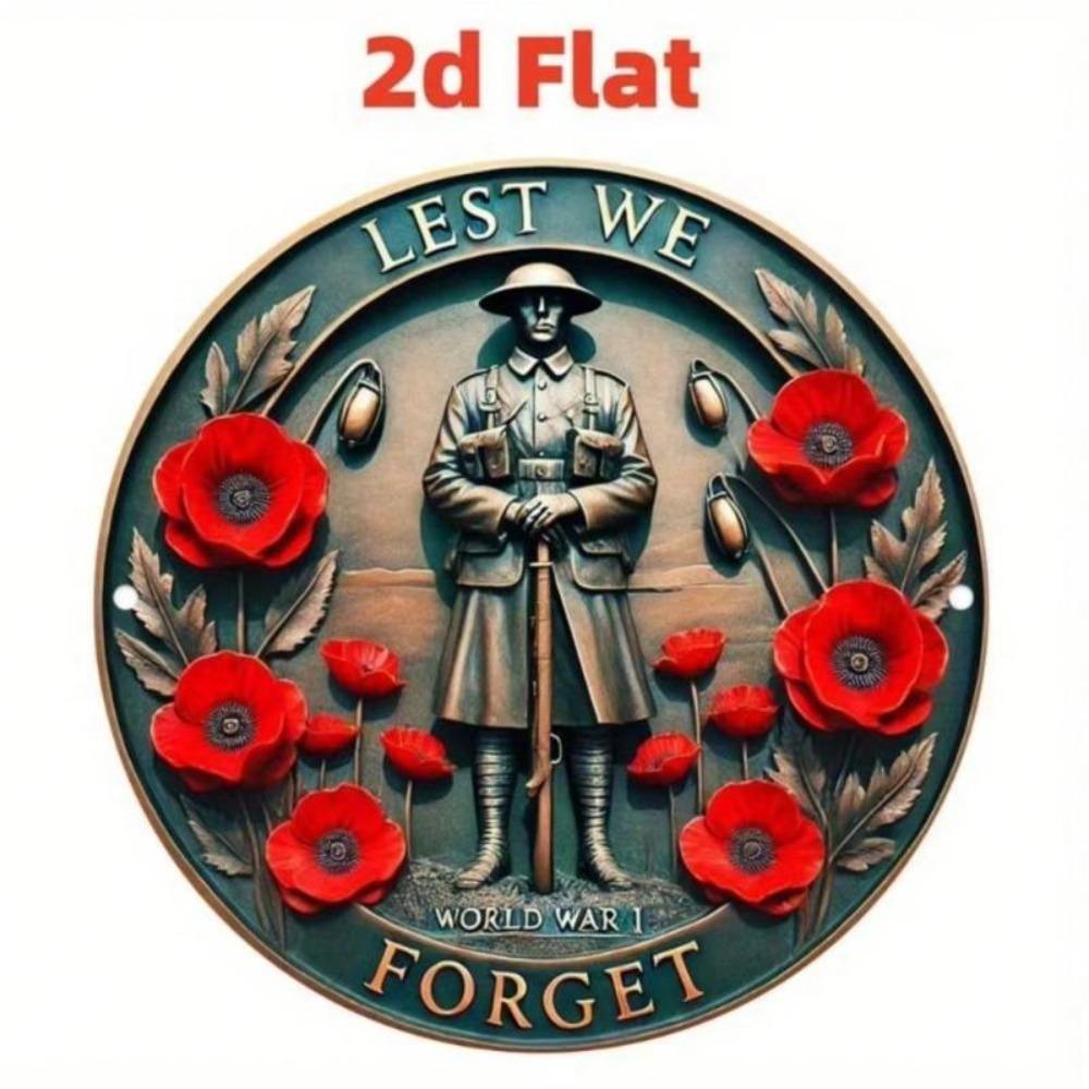 WW1 Memorial Metal Art Vintage Chrysanthemum Soldier Aluminum Wall Decor