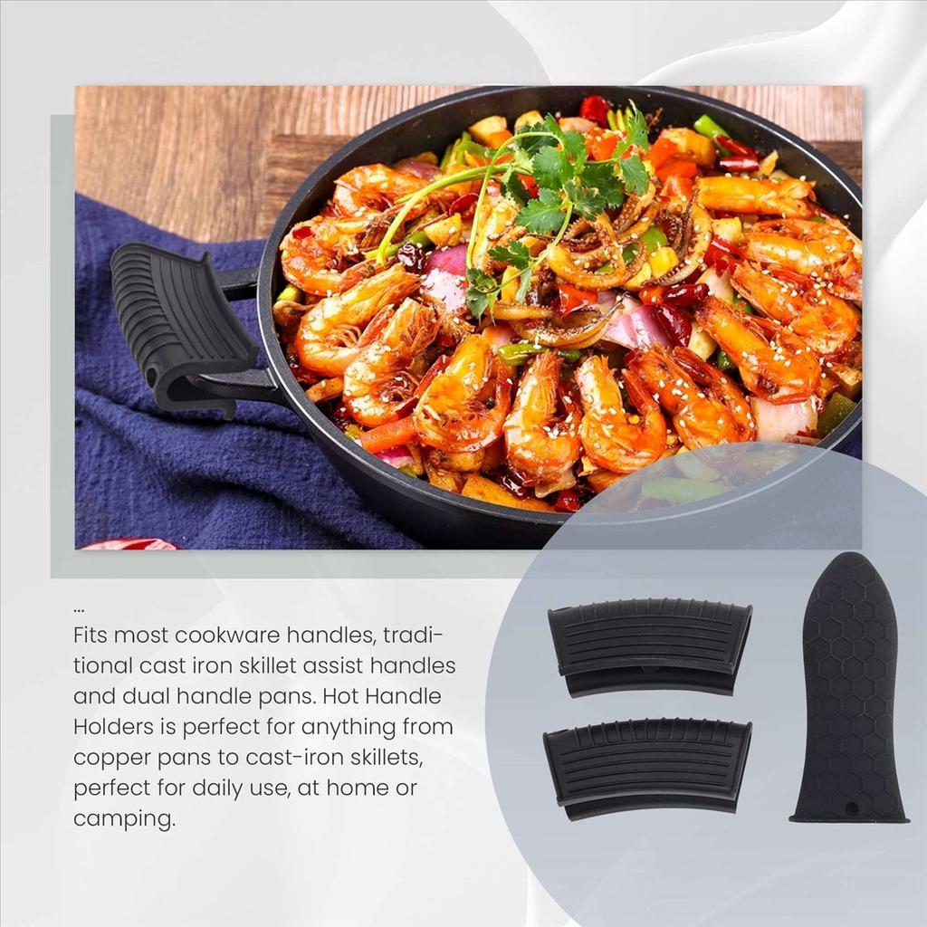 BHBL Silicone Hot Handle Holder Cover Set Assist Pan Handle Sleeve Potholders Cast Iron Skillets Handles Grip Covers