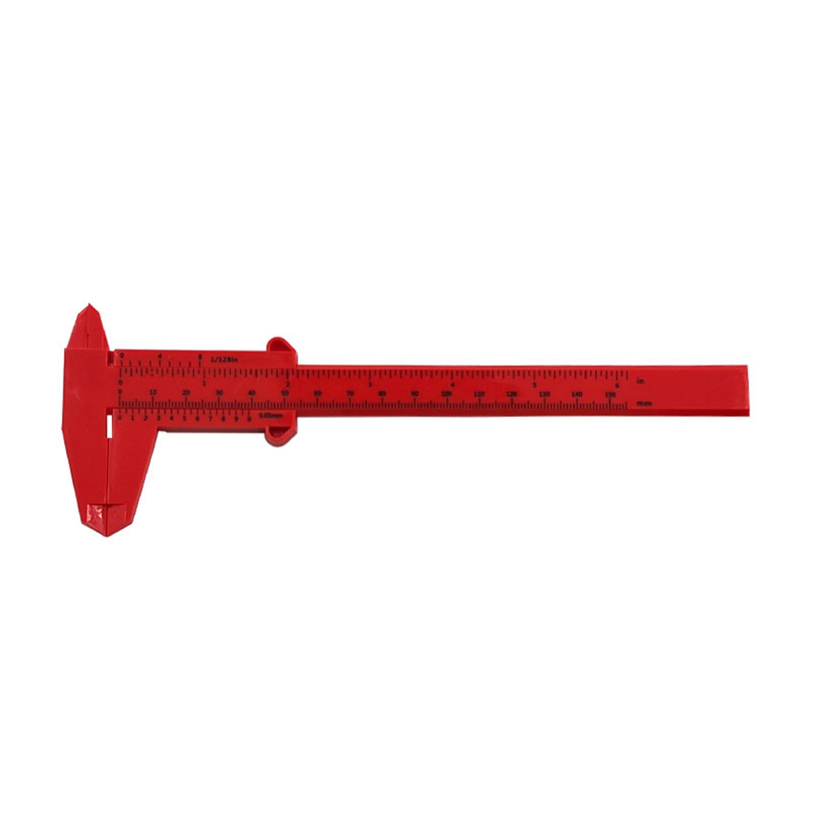 

150mm Double Scale Plastic Vernier Caliper For Precision Measurement With Inch and MM Markings for School Student красный