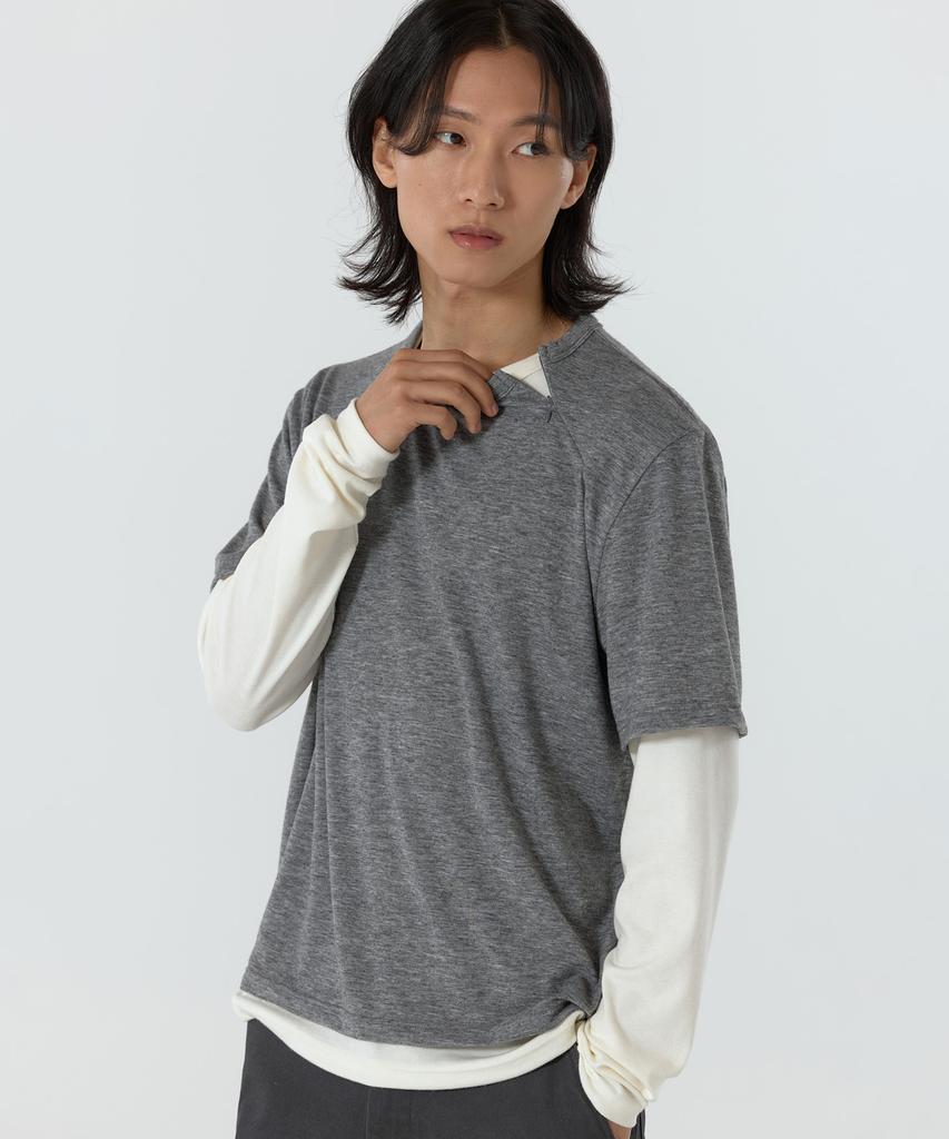 JUAN HOMME Half Layered Long Sleeve (Grey)