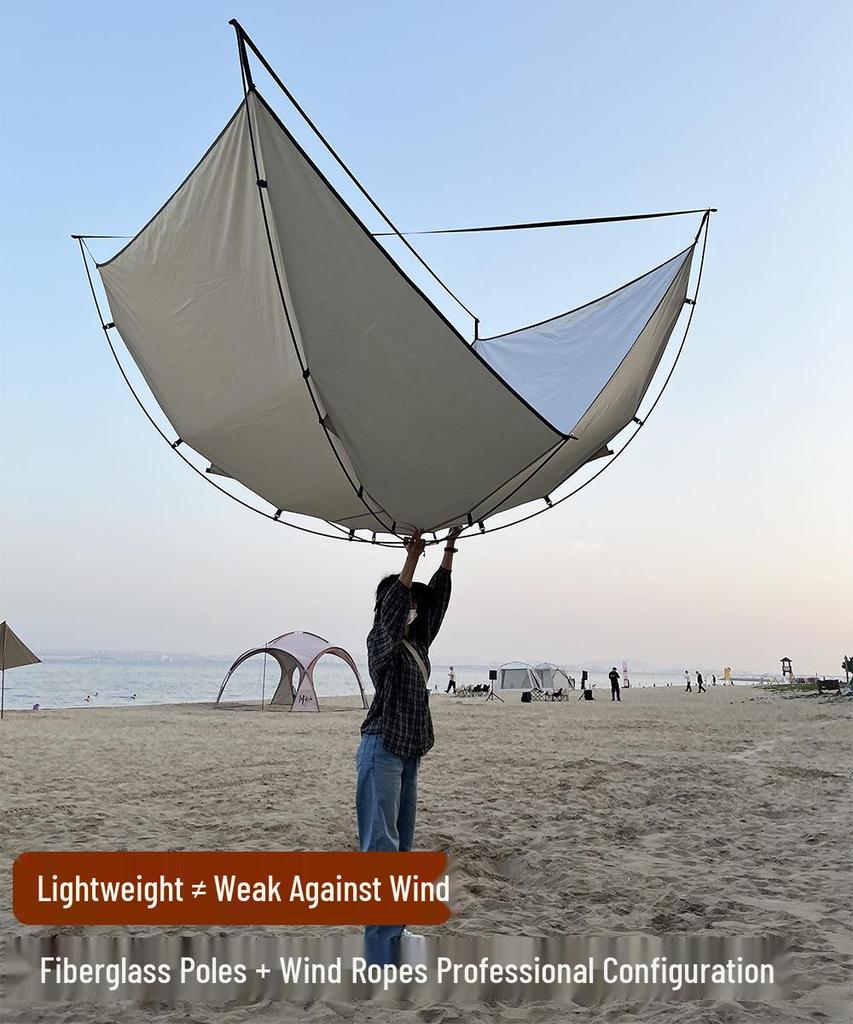 Portable 3-4 Person Camping Tent with Sun and Rain Protection, Large Space, Ideal for Beach and Fishing