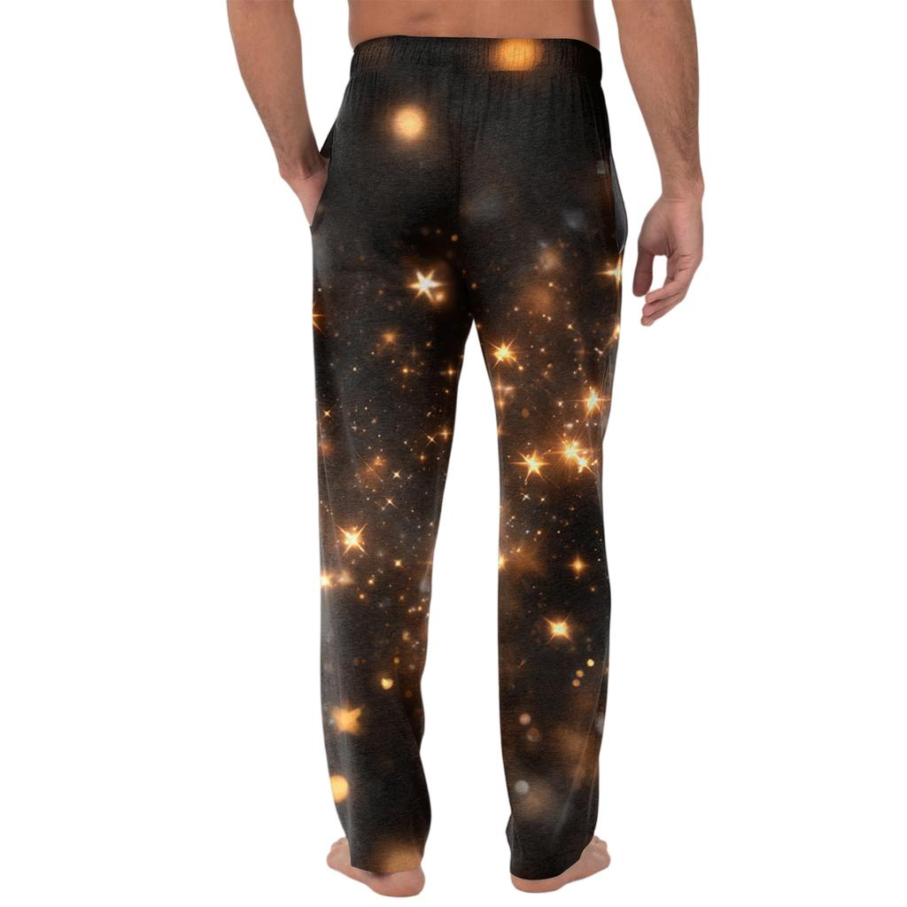 Men's Knitted Fashion Print Pocket Casual Pants Pajama Pants