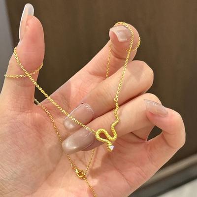 Metal Collar Snake Necklace Hammer Pattern Serpentine Clavicle Chain Twisted Snake Necklace  Women