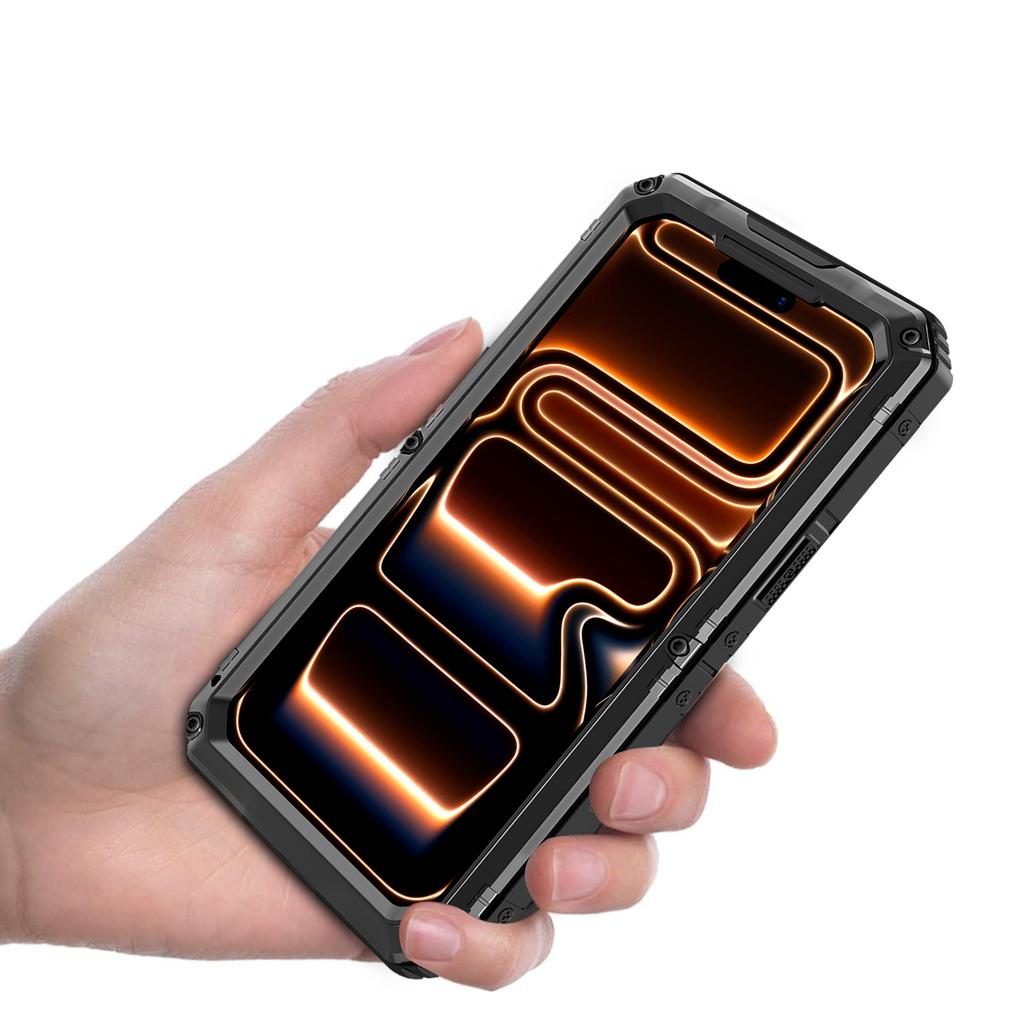 Coque de téléphone étanche IP68 pour iPhone 17 Pro Max Métal + Couvercle en Silicone avec Protection d'Écran