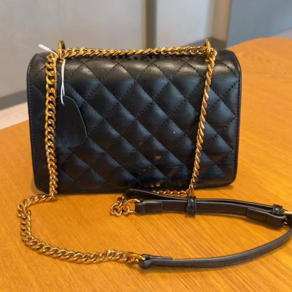 Lambskin Diamond Pattern Accordion Crossbody Chain Bag