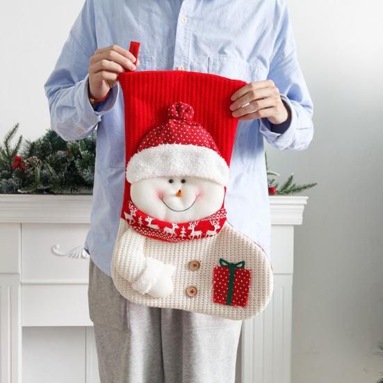 Christmas Stockings 19 Inch Large 3D Santa Claus/Snowman Knit Stockings Fireplace Hanging Gift Bag