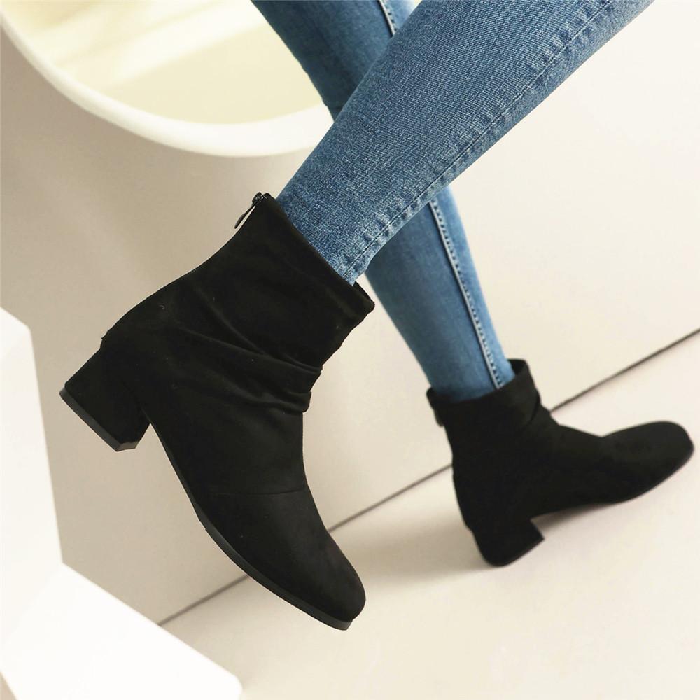 Fashion Zippers Fashion Round Toe Women Ankle Boots With Low Heel Shoes Female Leopard Print Footwear Ladies Pleated Boots Modern Boots