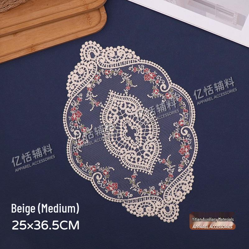 French Retro Lace Floral Table Placemat - European Pastoral Design for Afternoon Tea