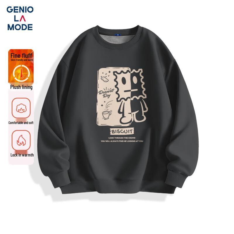 GENIOLAMODE Men's Fleece-Lined Crewneck Sweatshirt