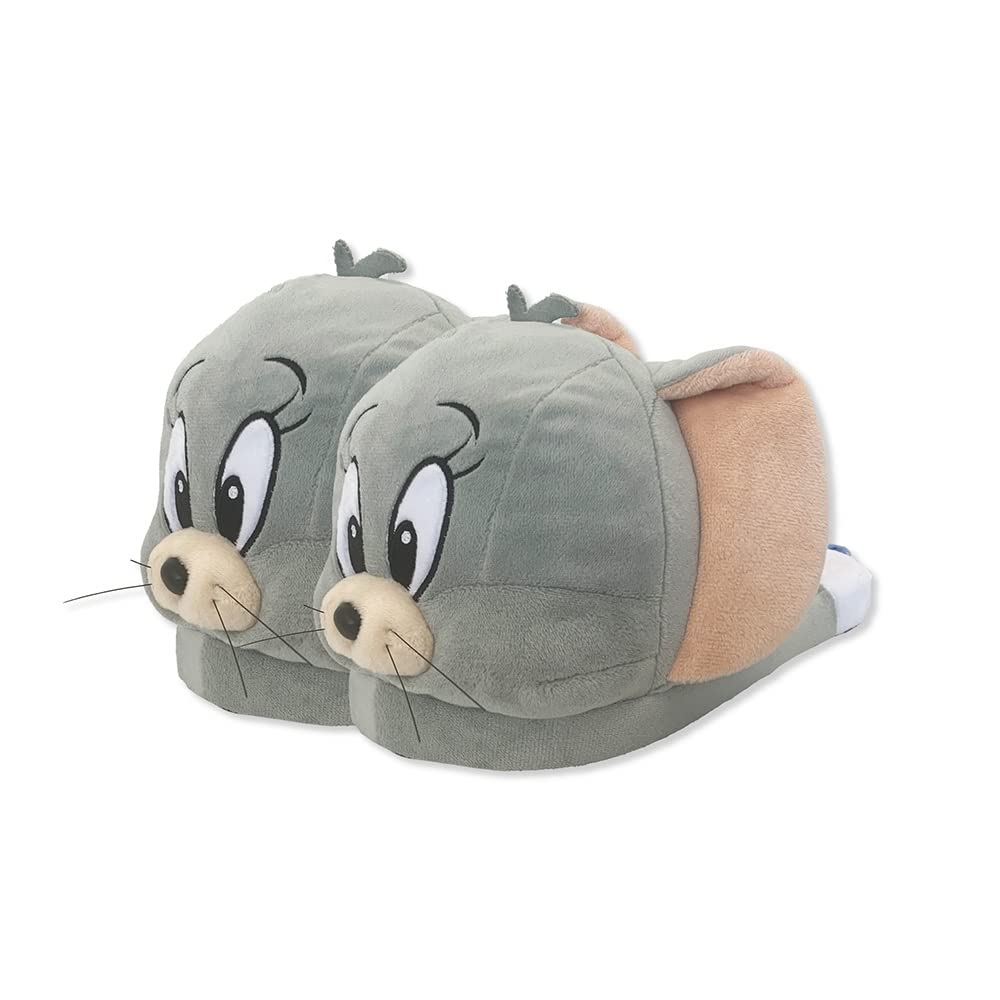 SK Japan Tom and Jerry Plush Slippers, Tuffy, H15 x W22 x D25cm (15329), Gray