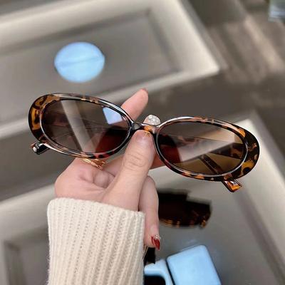 Vintage Oval Sunglasses Women Fashion Brand Designer Sun Glasses Female Retro Leopard Small Frame Mirror
