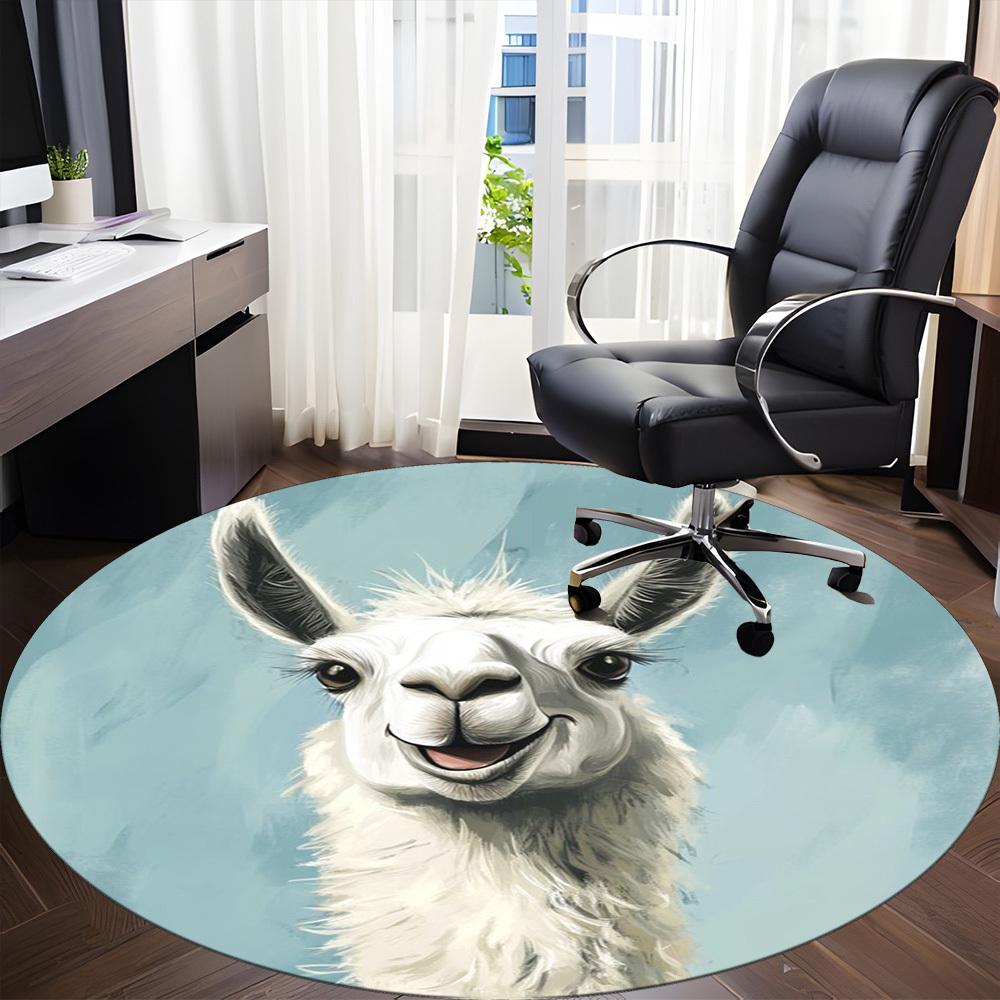 1pc Llama Art Print Chair Carpet for Office, Soft, Non-Slip Polyester Mat, Office, Living Room, Bedroom, Durable Polyester Yy251207151