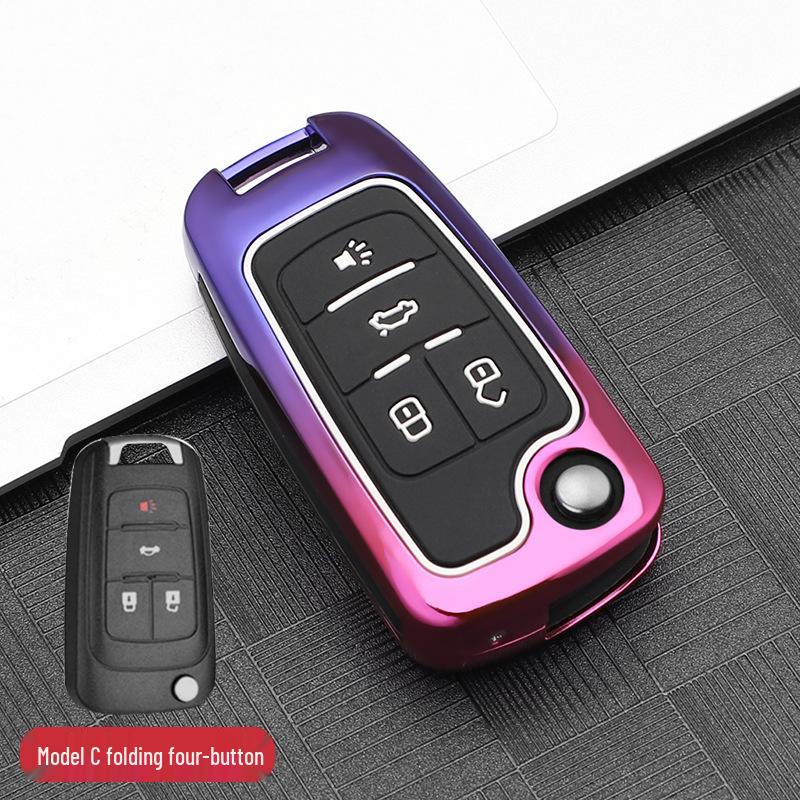 Gradient Key Case for Buick: Fits Verano, LaCrosse, Encore, Regal, Yinglang - Folding Design with Buckle