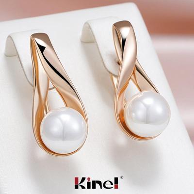 Kinel – boucles d'oreilles en perles pour femmes, couleur or Rose, bijoux élégants pour mariage, cadeau du jour commémoratif