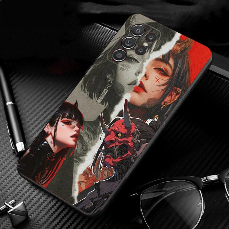 

Japanese Oni Mask Devil Art Phone Case For Samsung Galaxy S25 S24 S23 S22 S21 Ultra S24 S23 S22 S21 S25 Plus S24 S20 FE S21 Ultra
