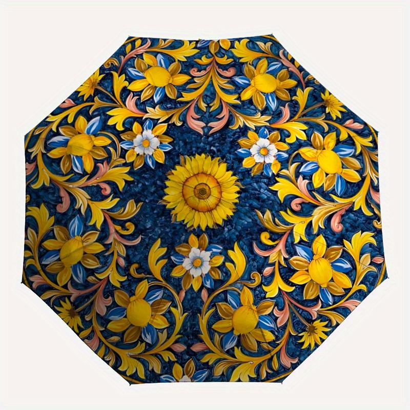 

1pc Floral Decorative Automatic Umbrella 8-Bone Design Compact Gear for Outdoor Travel, Perfect Holiday Gift yy250827010