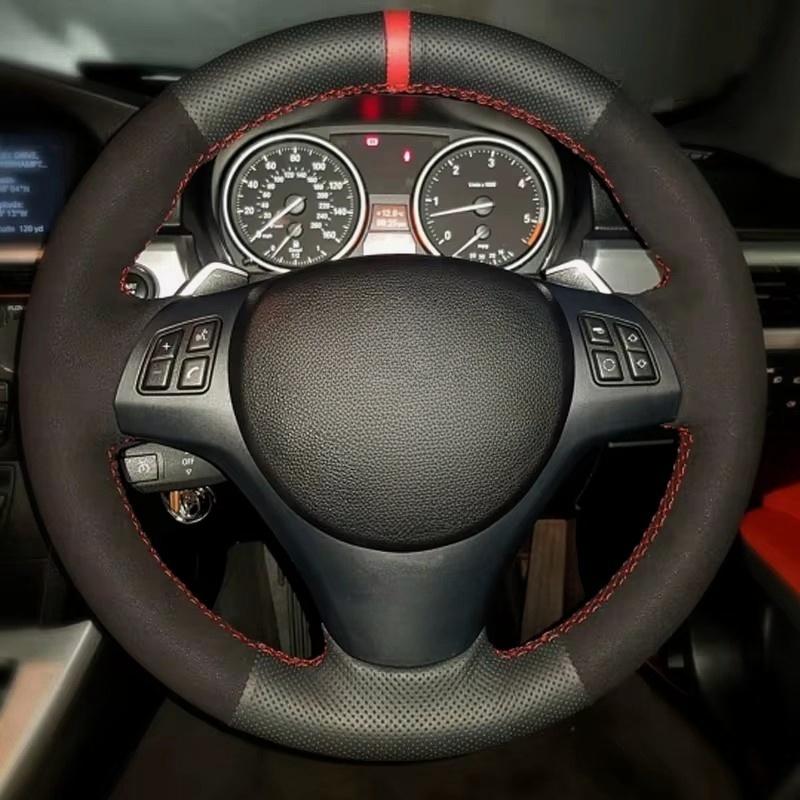 

ization Hand Sewing Suede Leather Car Steering Wheel Cover For BMW M Sport M3 E90 E91 E92 E93 E87 E81 E82 E88 X1 E84 Blue Thread