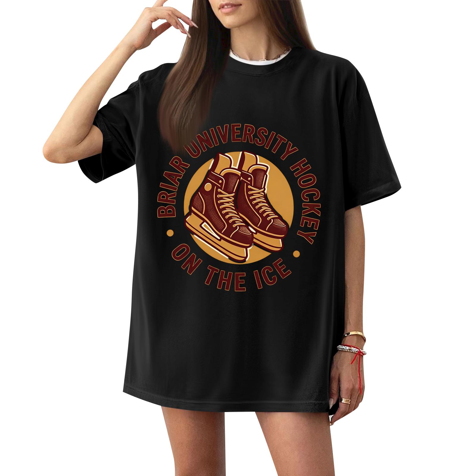 Women s Casual Letter Print Short Sleeve T-Shirt Crewneck Top L