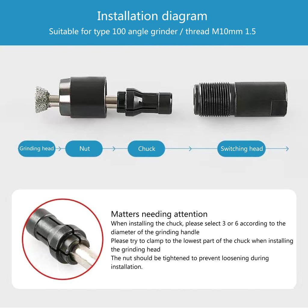 Direct Grinding Conversion Head For 100-type Angle Grinder Modified Adapter To Straight Chuck M10 Thread Abrasive Tools