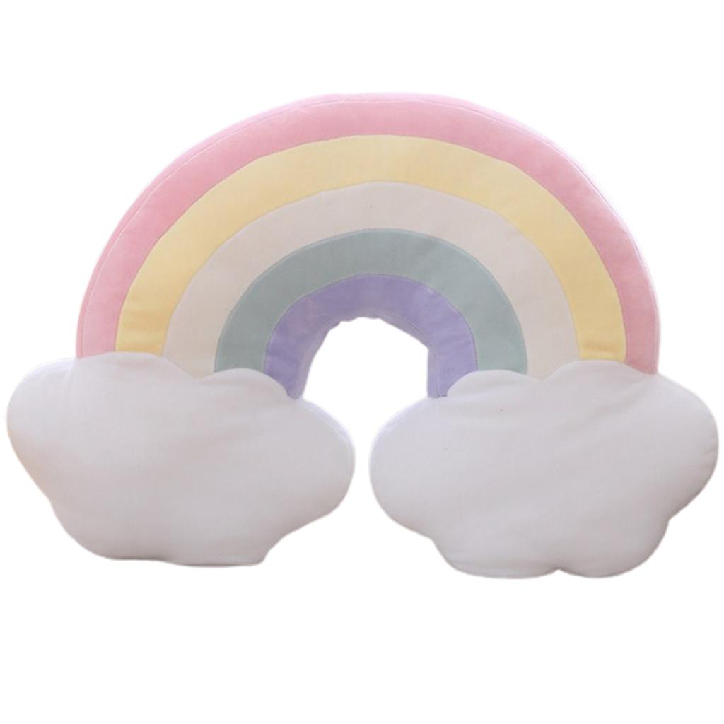 Rainbow Color Cushion Plush Toy Elastic Stuffed Plushies Back Pillow Bedside Ornament Gift For Kids Girls