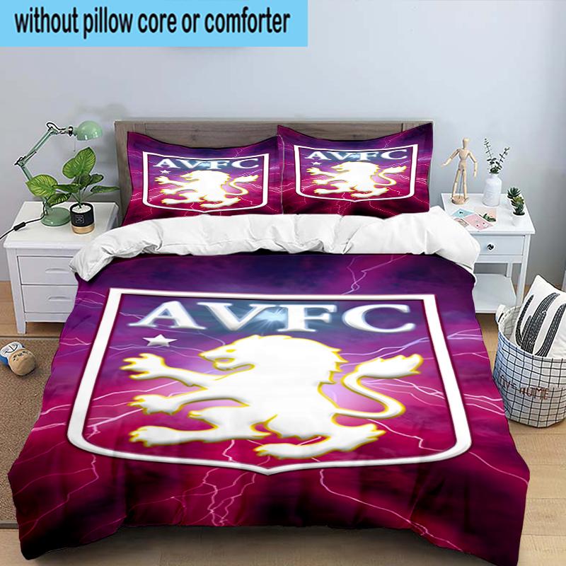 Aston Villa Crest Design 3PCS Bedding Set 2D Printing (Includes 1 Duvet Cover + 2 Pillowcases Coreless), Bedroom decor,Fan gift