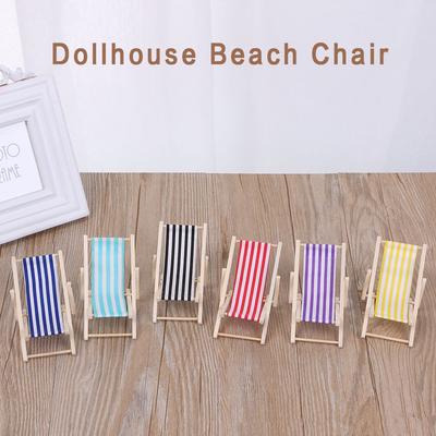 Garden Decoration Sunbathing Toy Folding Stripe Deck Doll Miniature Furniture Dollhouse Beach Chair