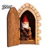 Lightweight Flat Fairy House Opening Door with Hidden Gnome Scene Miniature Wooden Wall Decor Realistic Reading 2D Scene Hinged for Baseboard,