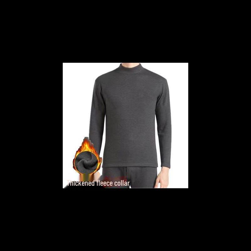 "Men's Plus Size Thermal Underwear Set - Half Turtleneck, Thick Velvet for Winter, Ideal for Middle-Aged and Elderly"