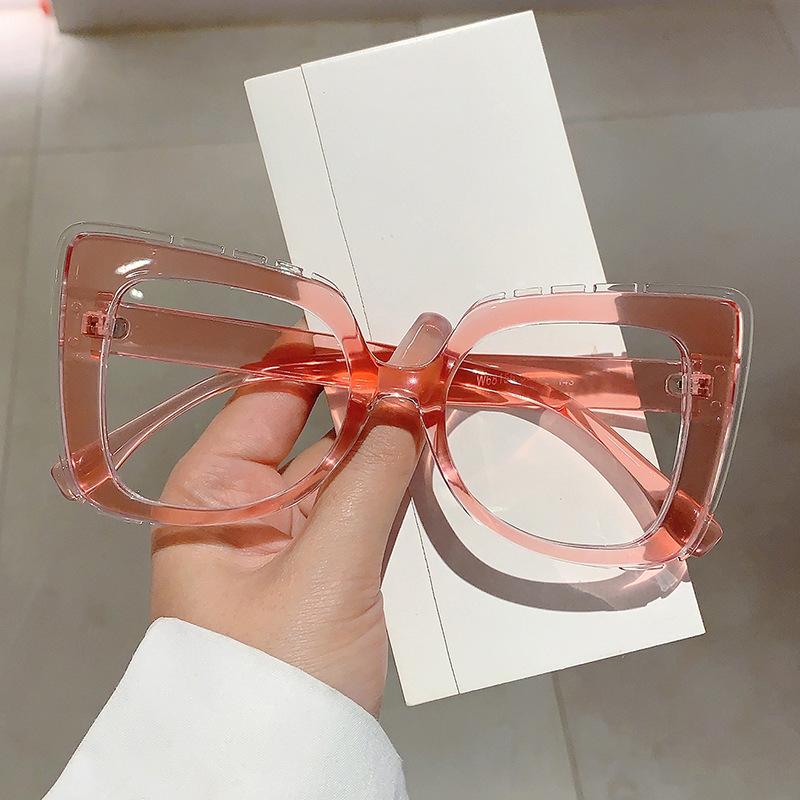 Vintage Anti Blue Light Glasses Women For Men Luxury Brand Designer Oversized Myopia Prescription Optical Pink Popular Frame