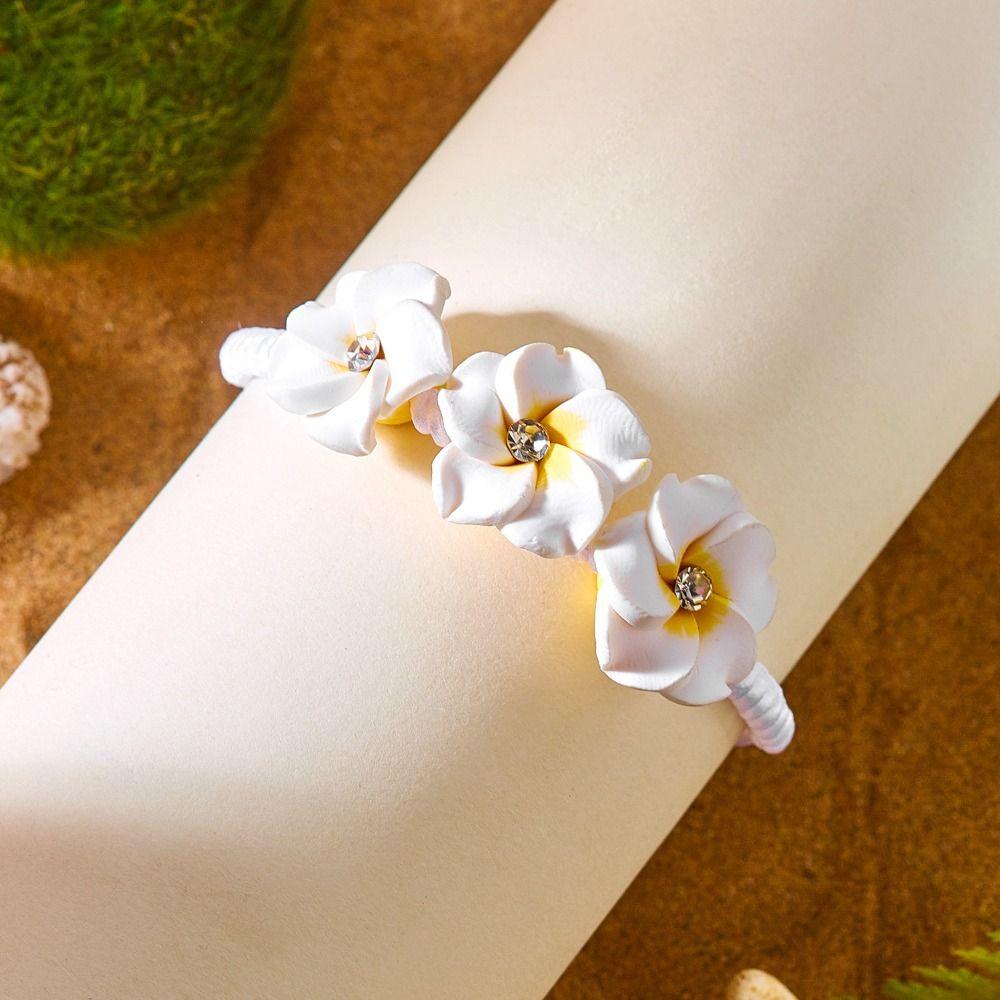 Strass-Polymer Clay Zopfseil-Armband Buntes Ei-Blumen-Armreif Party-Schmuck