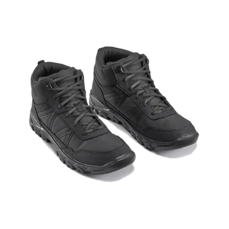 DECATHLON NH100 Round Toe Country Shock Absorption Abrasion Resistant Medium Top Hiking Shoes Men's Black Grey