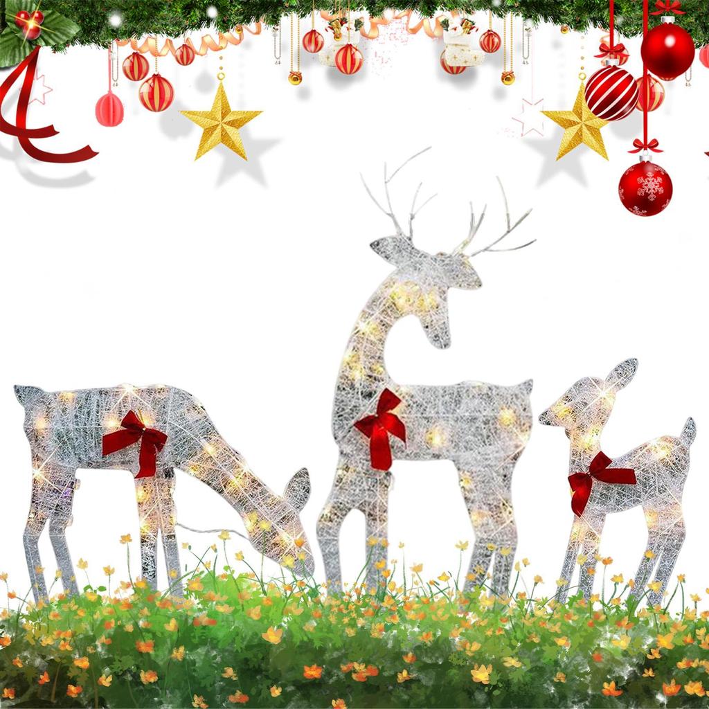 Lighted Christmas Deer Waterproof Festive Decor Christmas Deer Decor for Family Friends Home Patio Garden Parties Holiday