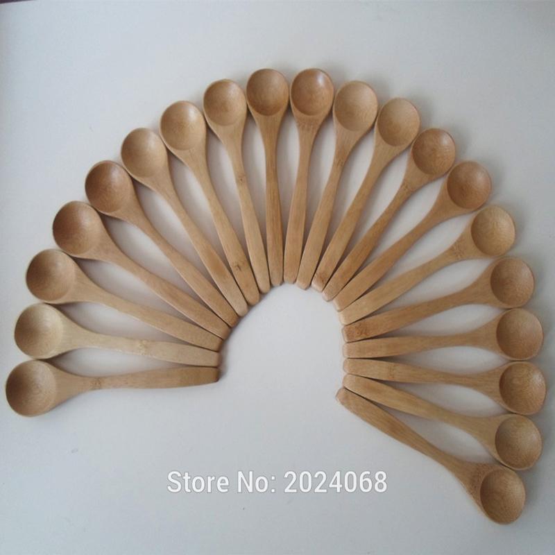 10Pcs/Set 5.1inch Wooden Spoon Ecofriendly Tableware Bamboo Scoop Coffee Honey Tea Spoons Stirrer Dessert Honey Soup Cutlery