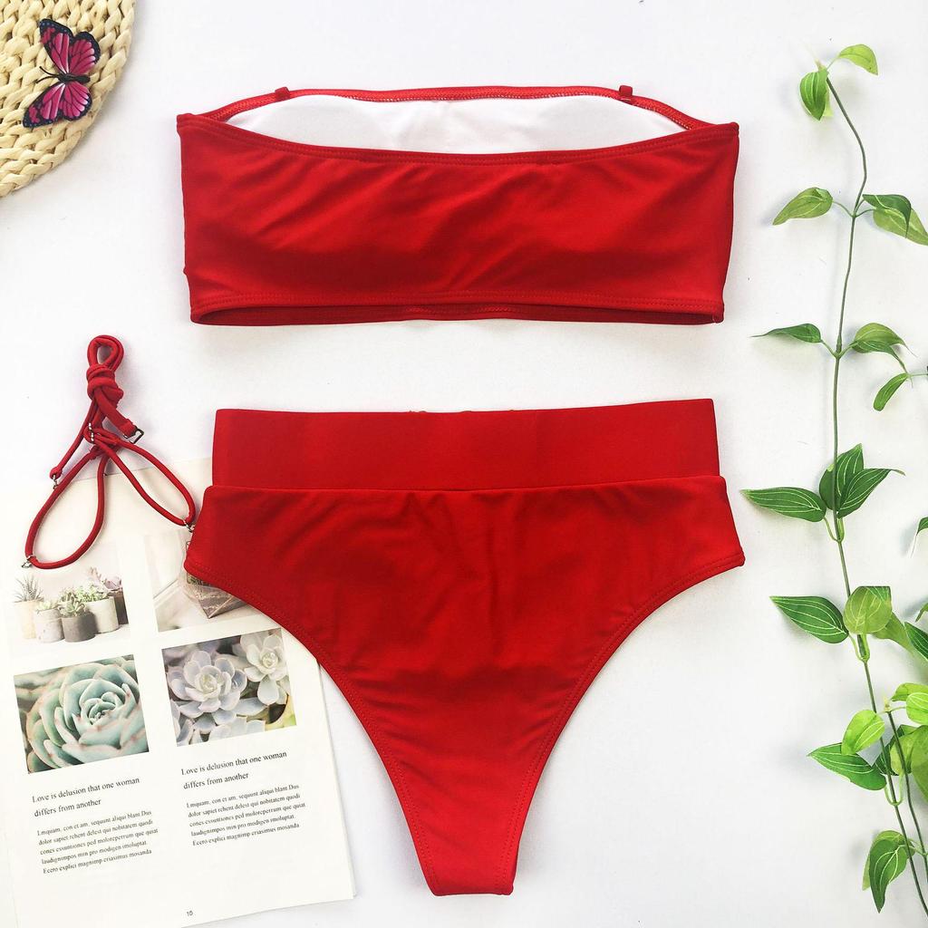 Women's Metal Buckle Bandeau Bandage Bikini - Style 2043