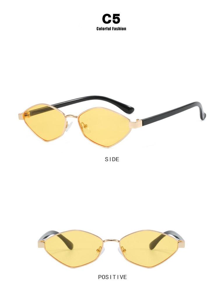 2024 High-End Small Frame Rhombus Cat Eye Polygon Sunglasses