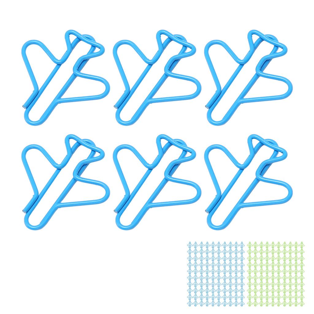 100Pcs Cute Paper Clips Plane Shape Design Covered Wire Bright Color Fancy Paperclips for Scrapbook